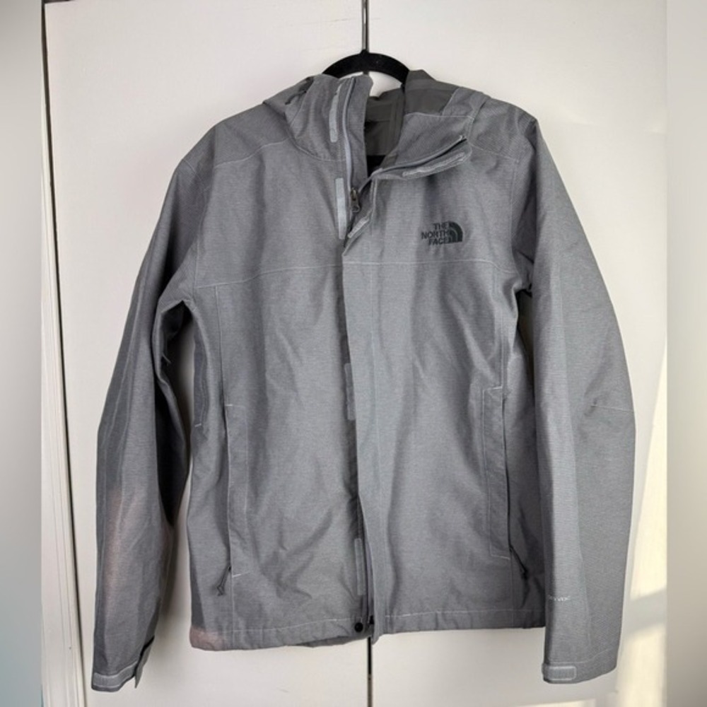 The North Face Mens DryVent Grey Textured Hooded Rain Jacket Size Medium